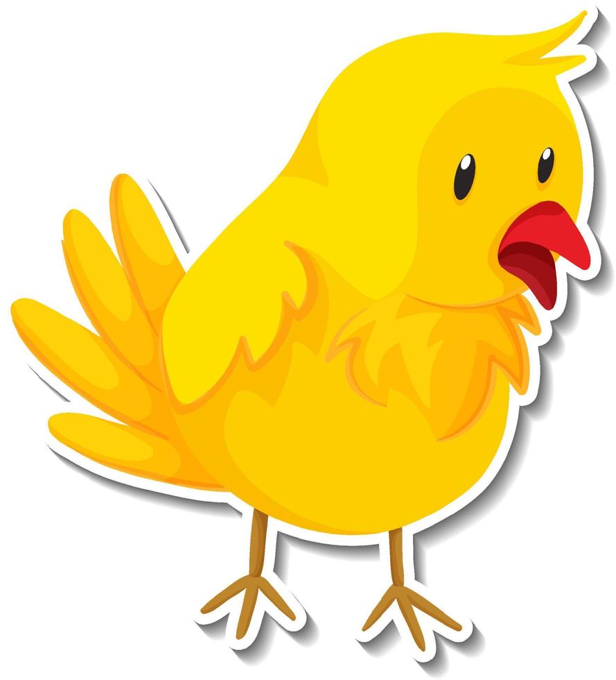 Little yellow bird cartoon sticker vector