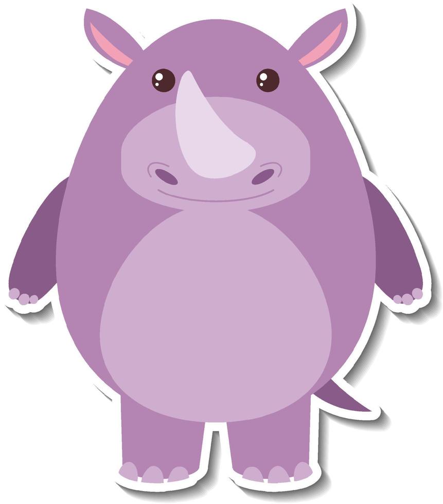 Chubby rhinoceros animal cartoon sticker vector