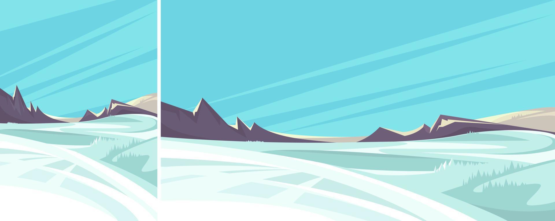 Beautiful winter landscape. Non-urban scene in different formats. vector