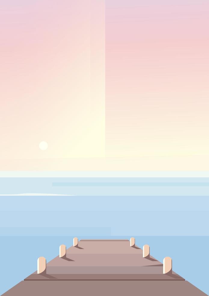 muelle de mar al amanecer. Escenario natural en orientación vertical. vector