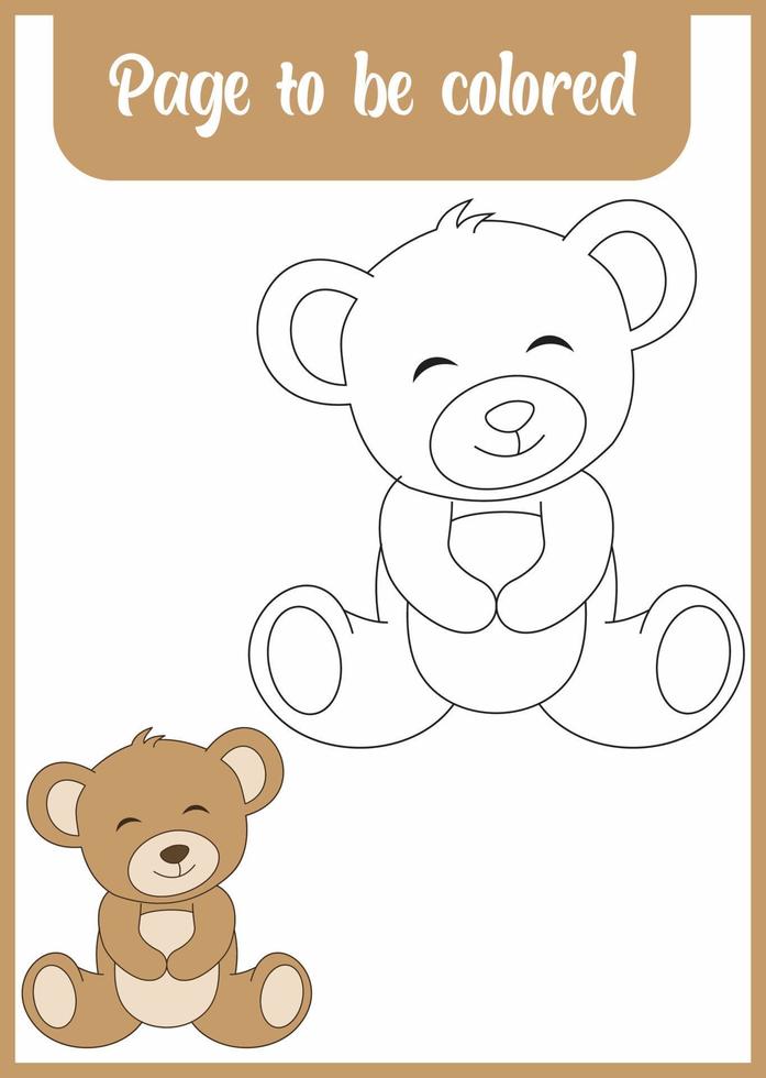 coloring book for kid. coloring cute bear. vector