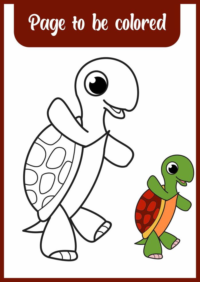 libro para colorear para niños. colorear linda tortuga. vector