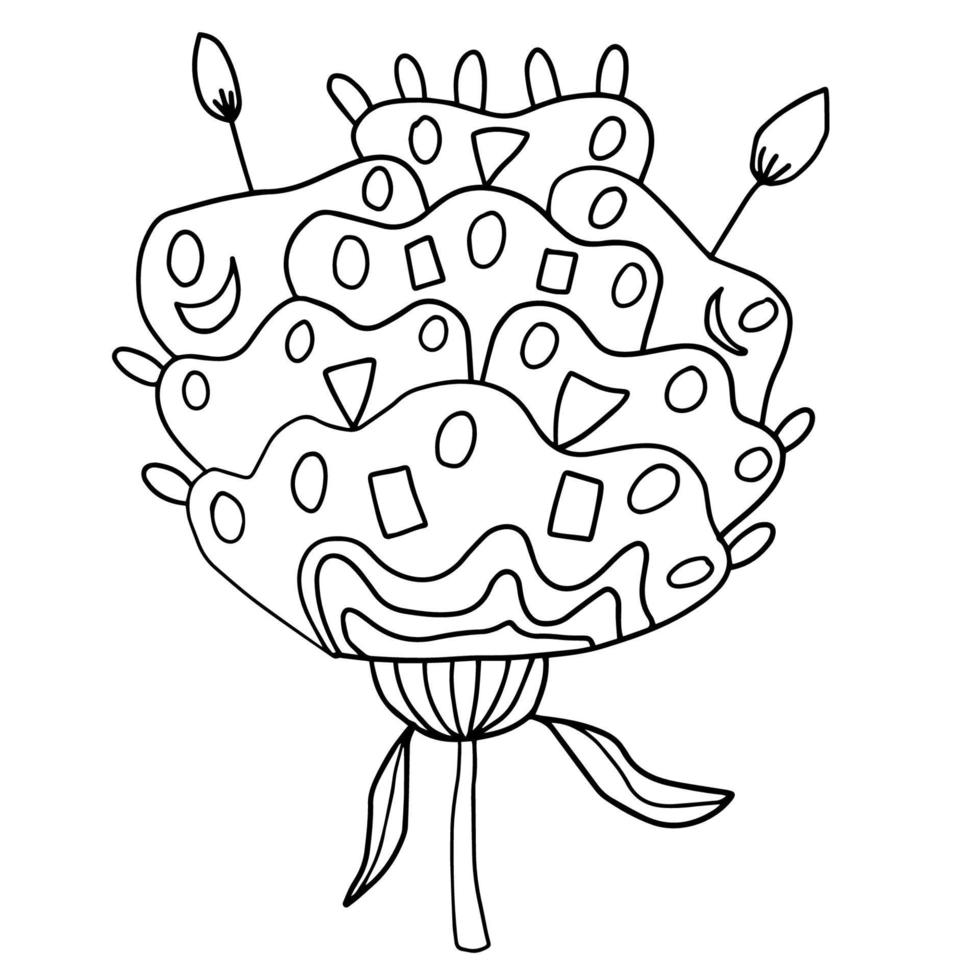 dibujos animados dibujados a mano doodle fantasía flor vector