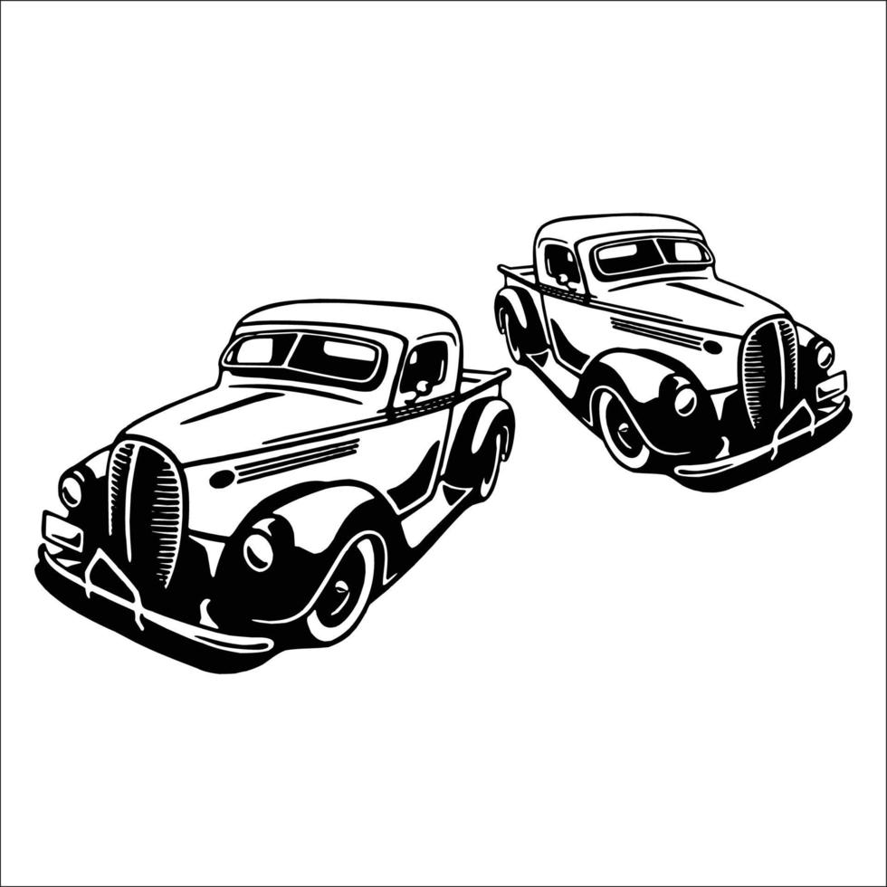 ilustraciones de logo de autos clasicos vector