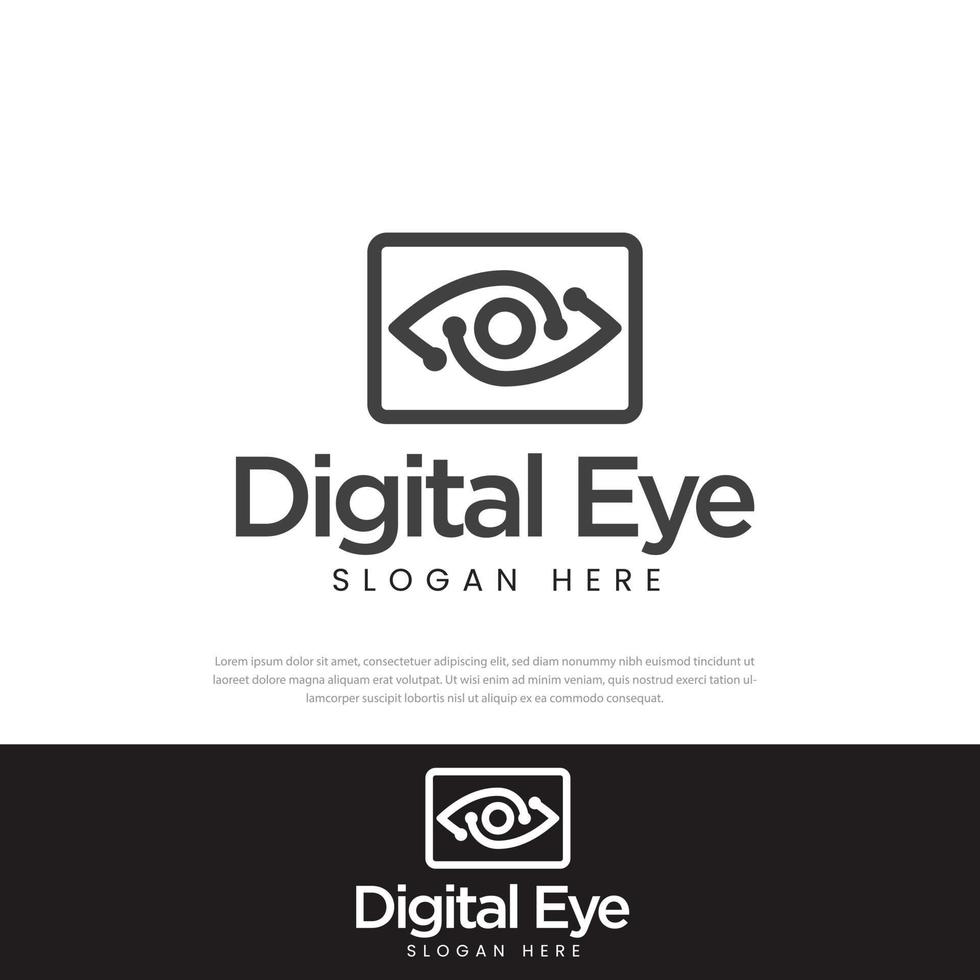 diseño de vector de logo de ojo digital. Diseño de logotipo minimalista para atención médica. Optometrista plantilla de concepto de símbolo creativo. icono de ojo. diseño de icono de línea