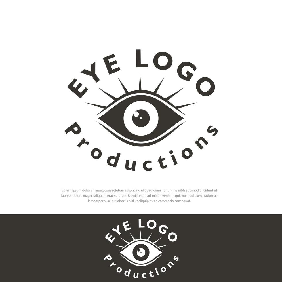 Black liner eye logo on white background, template optics, symbol, eye icon vector