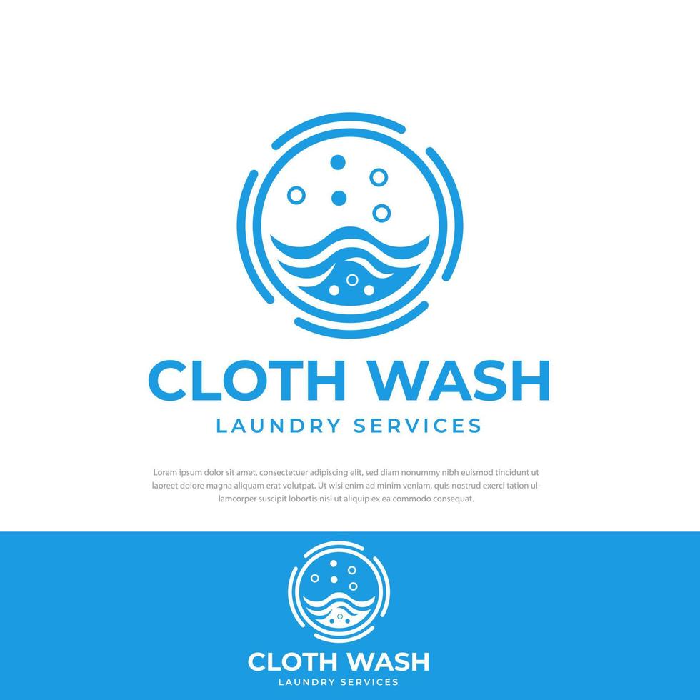 Simple round logo rotating with bubbles. Laundry vector, wash, clean, design template, symbol, icon vector