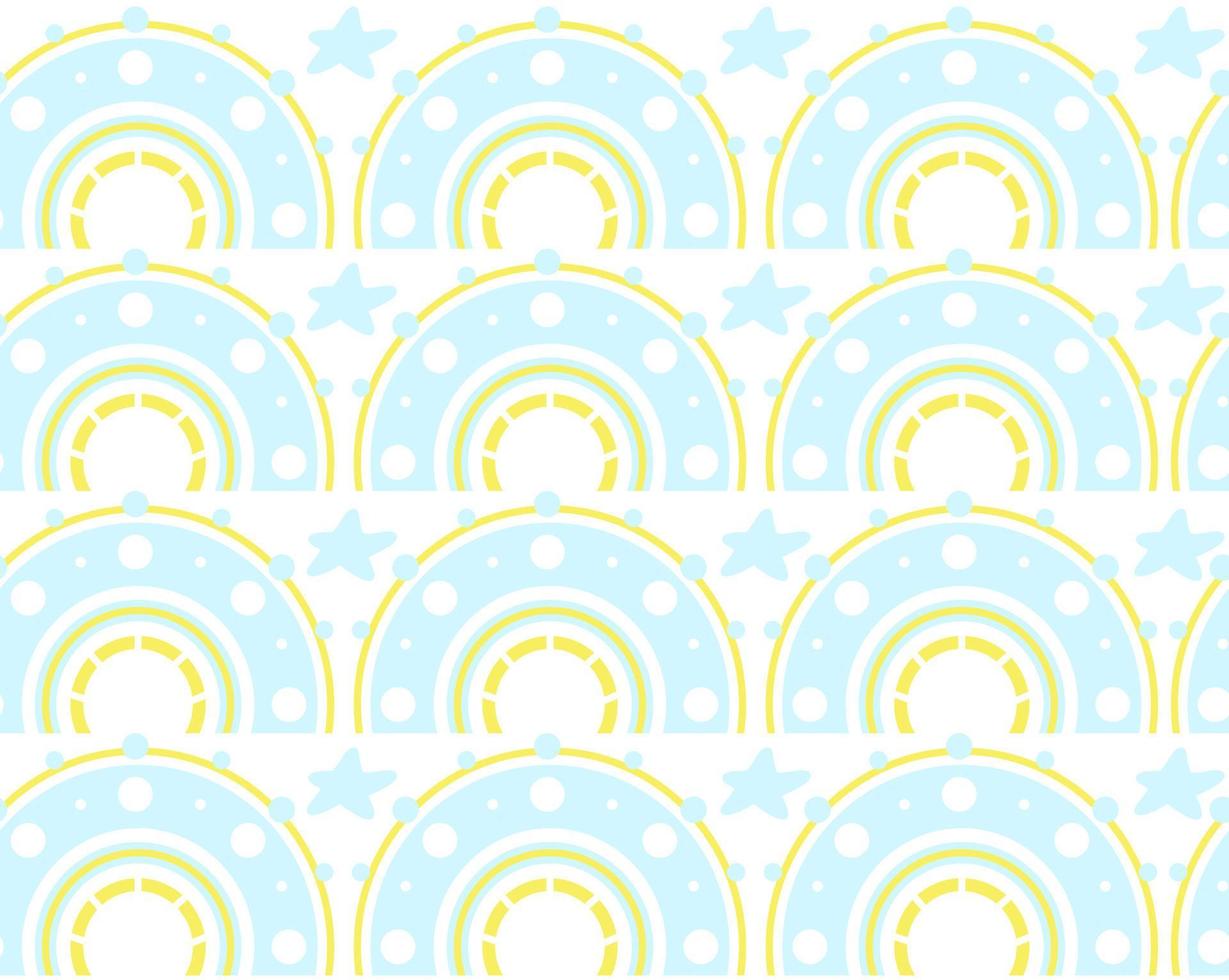 Nursery rainbow seamless pattern wallpaper background template fabric design for kids boho scandi style vector