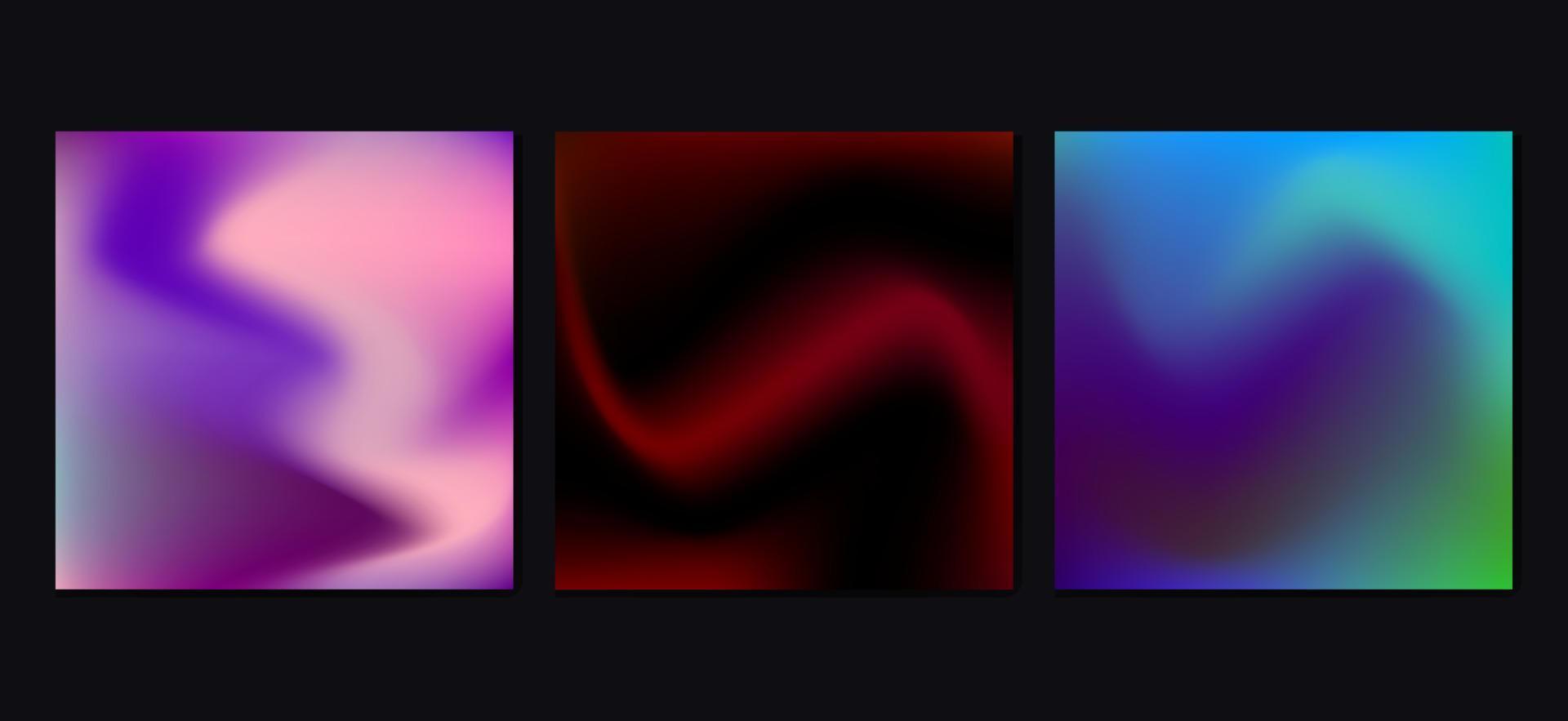 Fondo de neón abstracto plantilla holográfica de textura degradada dinámica, conjunto de telón de fondo de vector, ilustración colorida de diseño web, rosa, azul, rojo, concepto de página de destino futurista. vector
