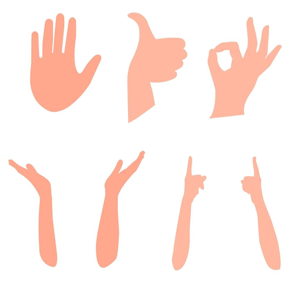 Hand signs gesture set vector