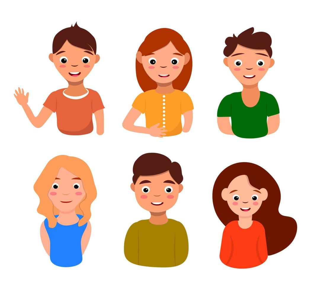 Children icon character Set, isolated avatar funny happy group, vector flat  illustration. 4719549 Vector Art at Vecteezy