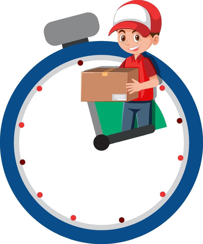 Delivery man with timer watch vector