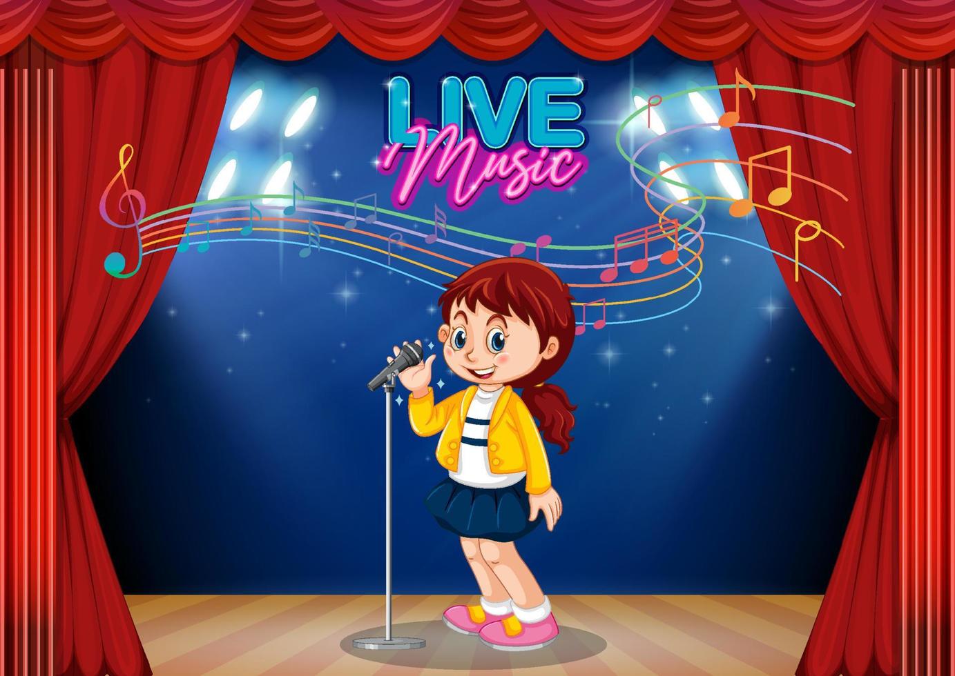 Little Girl Performing Singing vector