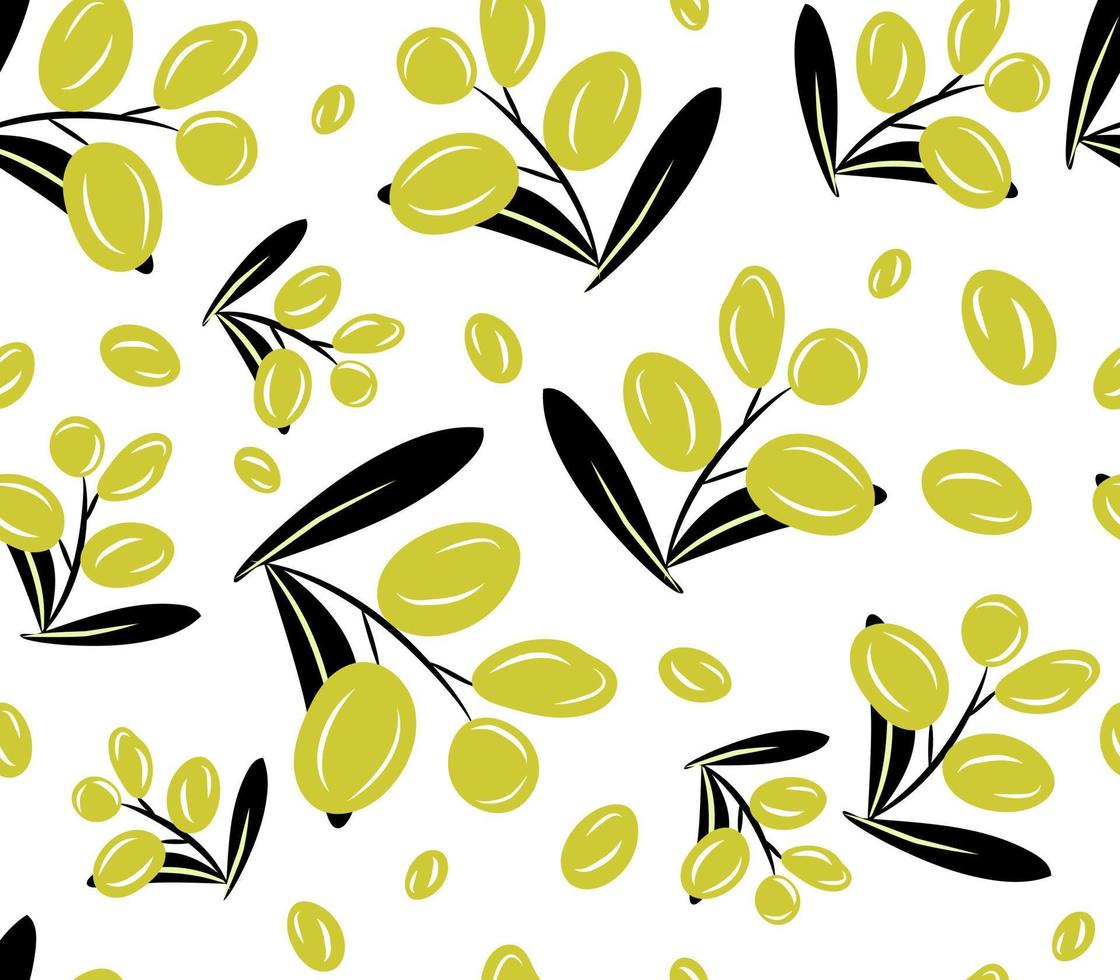 Olive branch green leaves vector pattern seamless illustration