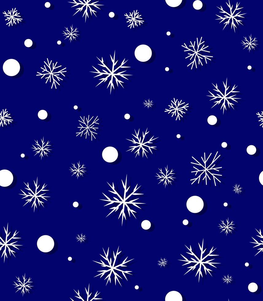 patrón sin fisuras de copo de nieve. diseño de papel de paquete de regalo. vector de impresión de temporada de invierno. Fondo de Navidad de nieve azul. Plantilla simple de ilustración de celebración de año nuevo de diciembre. dibujo plano del doodle.