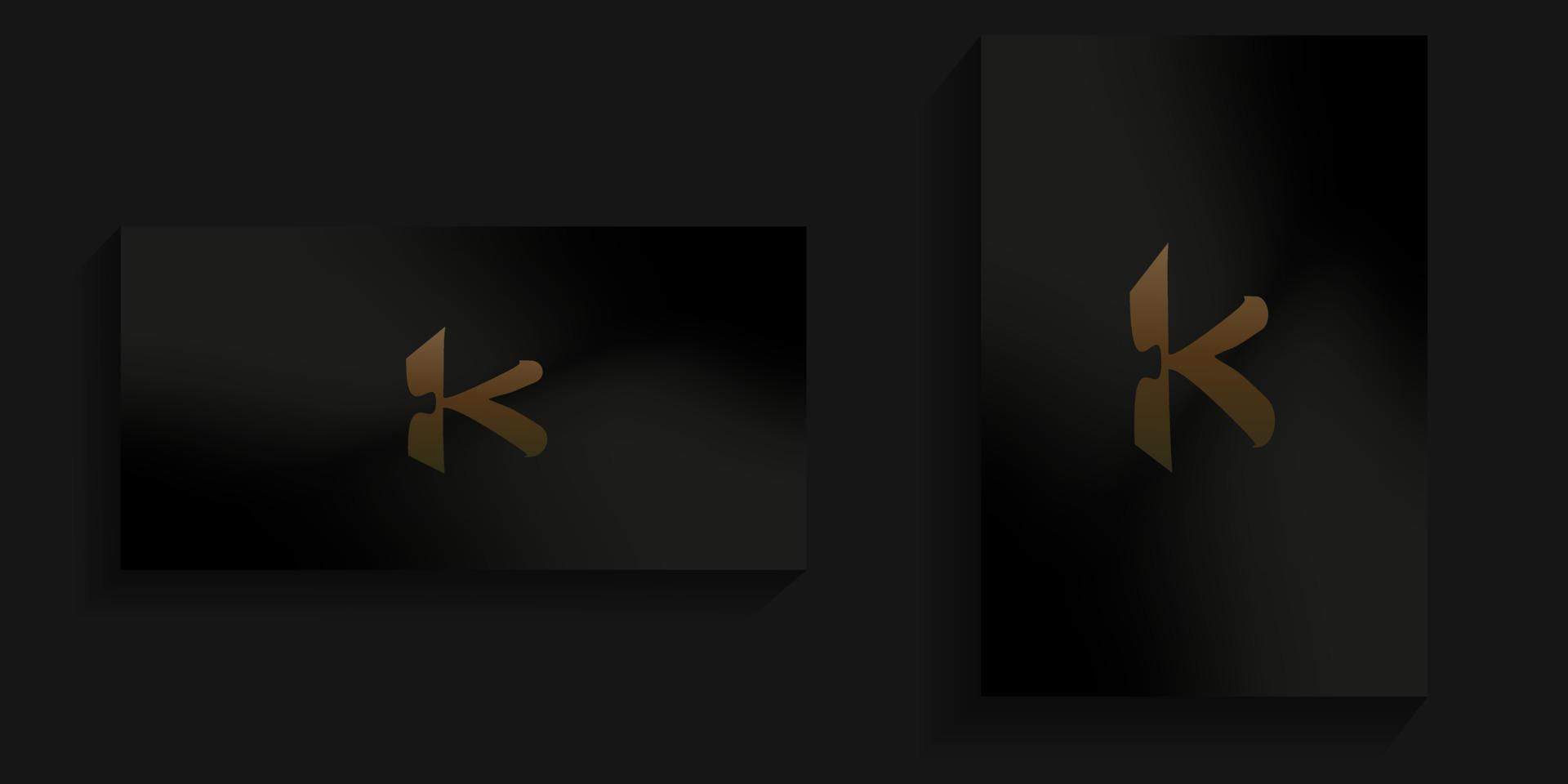 The K-shaped logo is centered with a gap with an elegant gold color vector