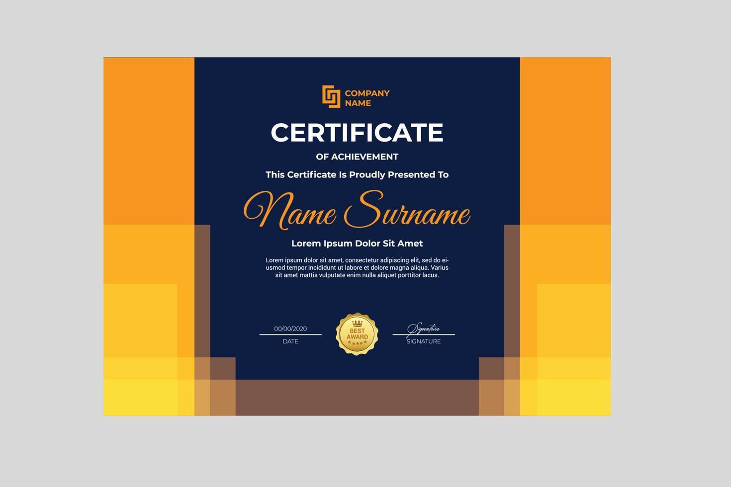 Modern certificate of achievement template Premium template vector
