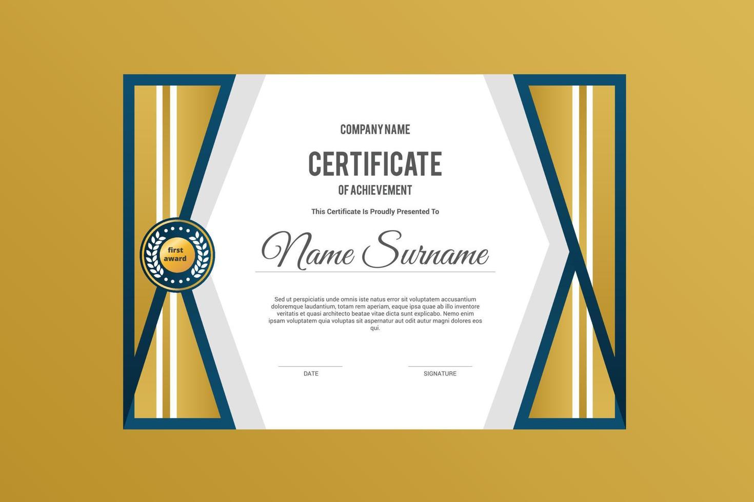 Abstract geometric certificate template in white background vector