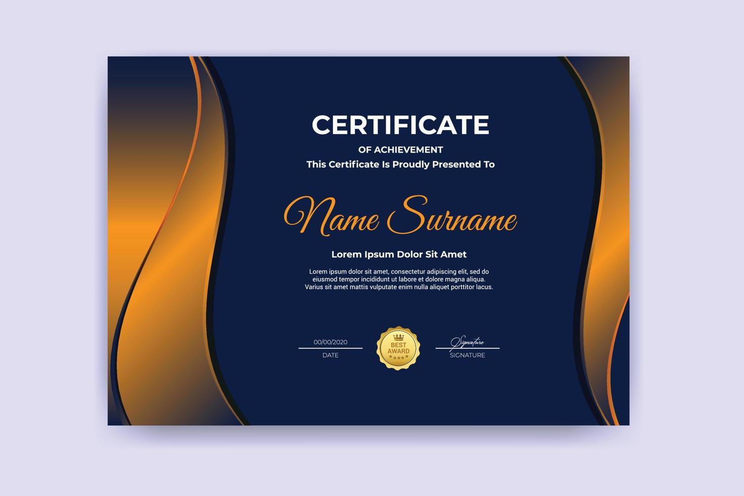 Certificate template with luxury style diploma Vector illustration