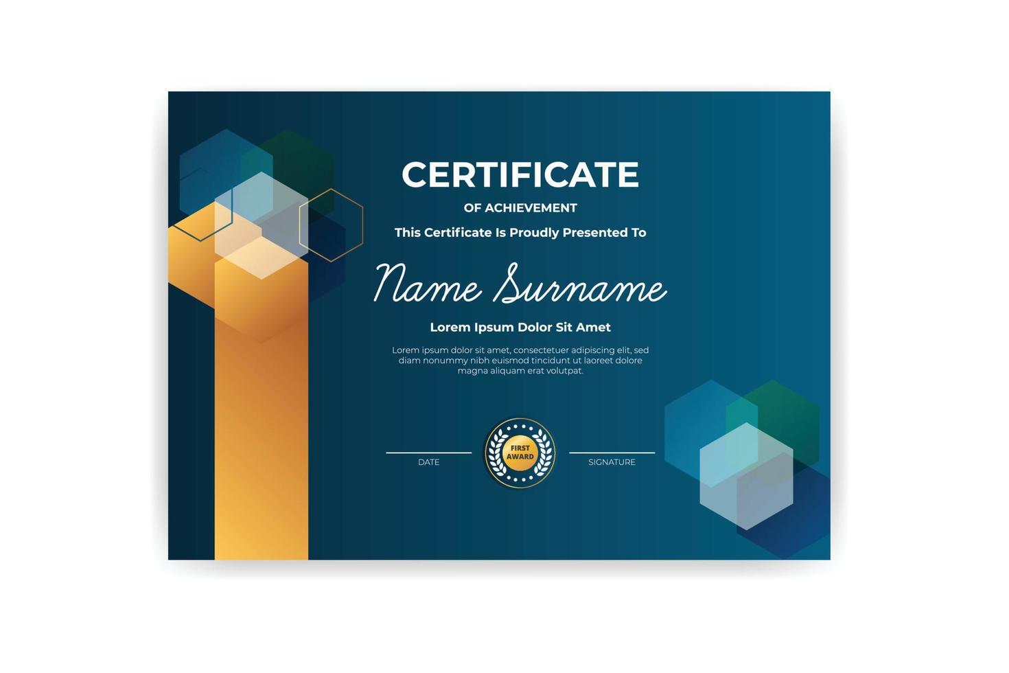 Modern certificate award template design premium vector