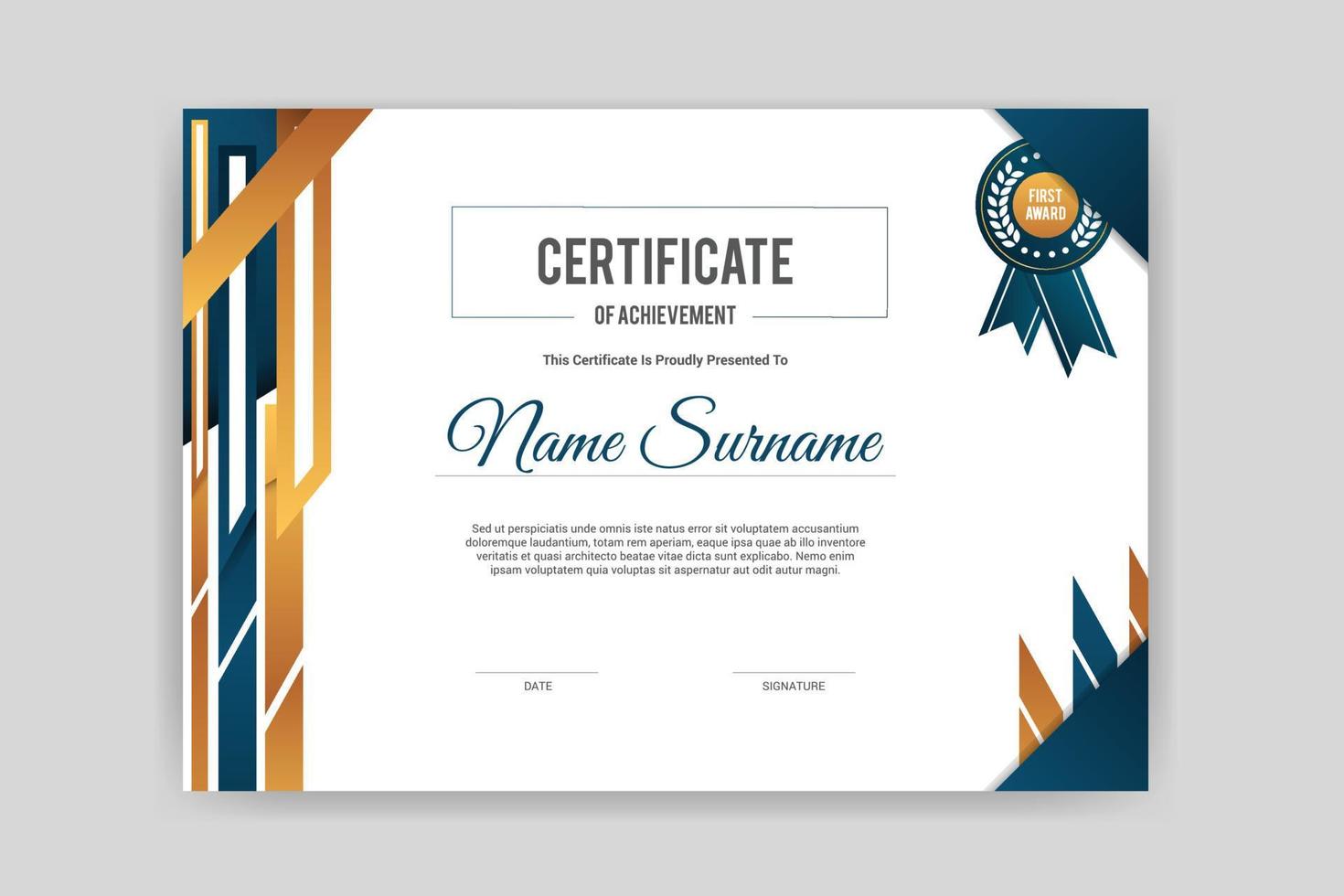 Creative certificate of achievement for university premium vector template