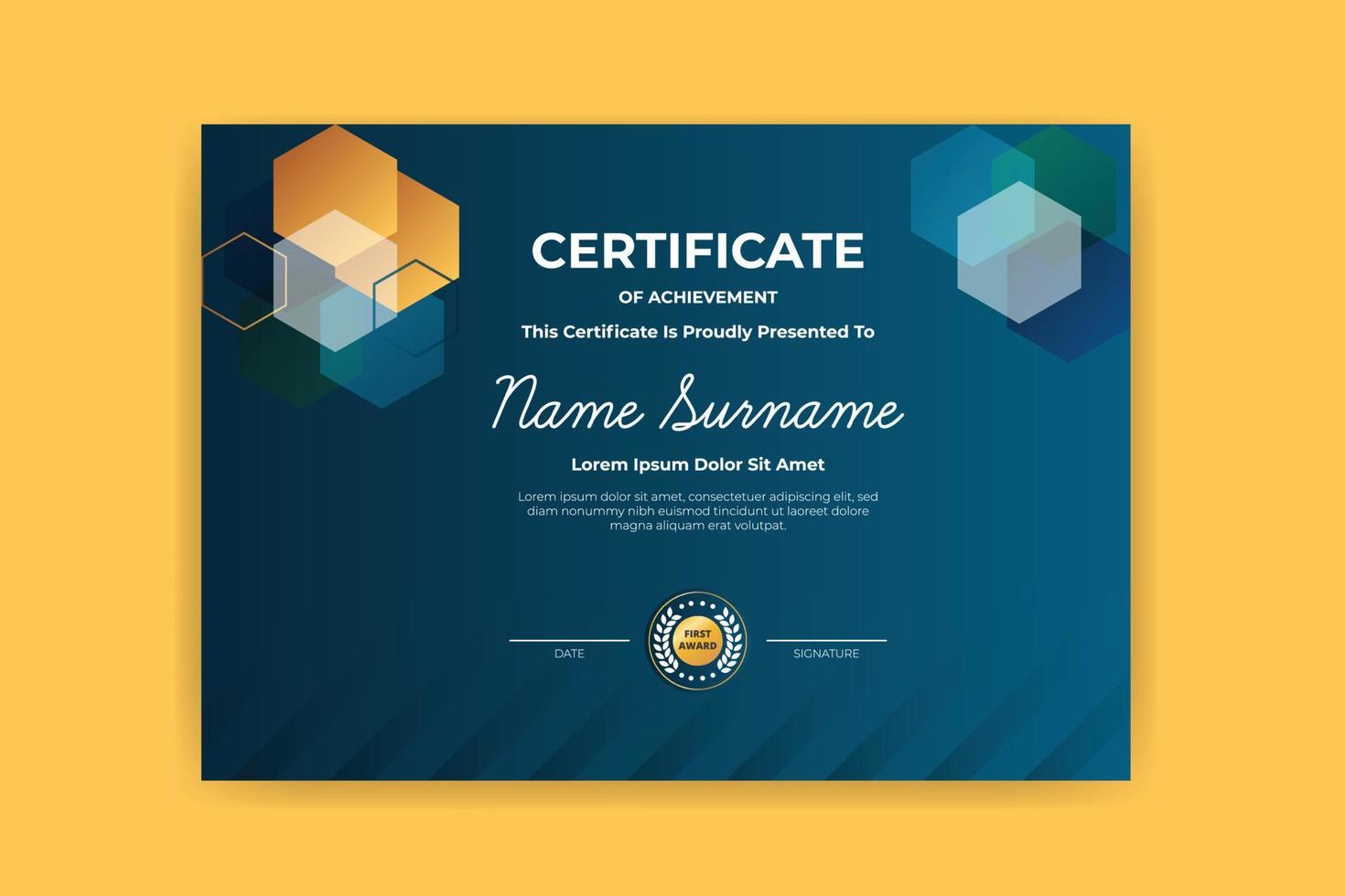 Elegant business certificate of achievement template theme vector