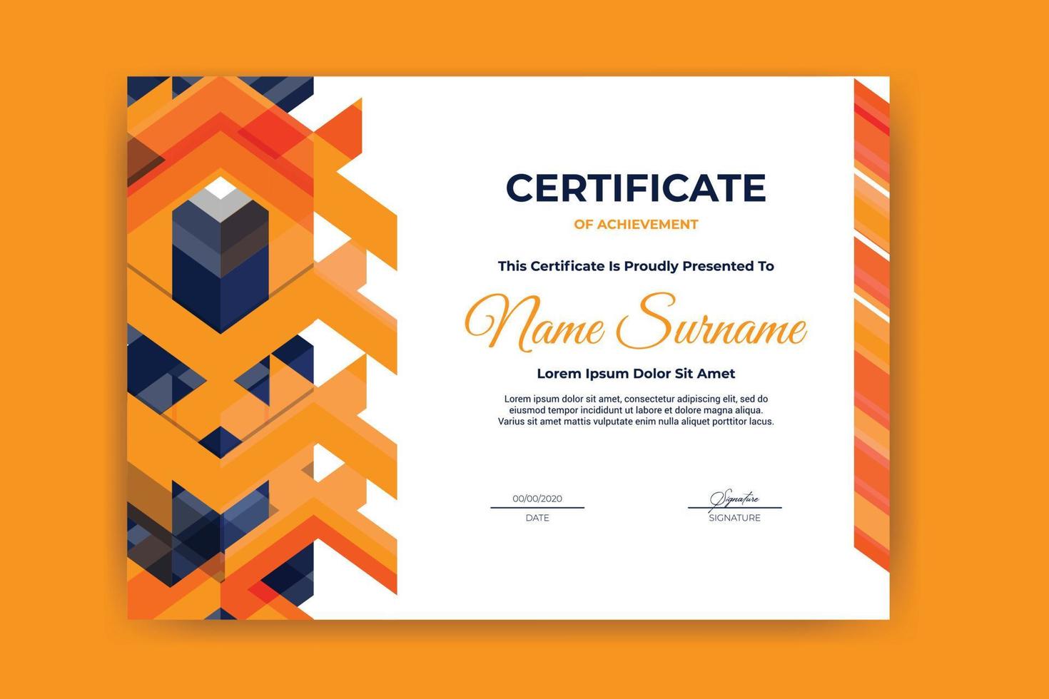 Honorable Certificate template with colorful abstract shapes vector