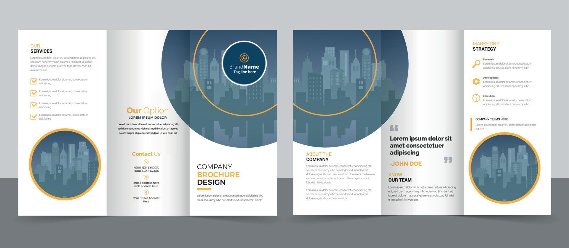 Diseño de plantilla de folleto tríptico de negocios moderno corporativo creativo. vector