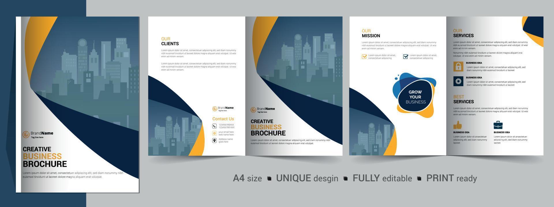 Creative Corporate Modern Business Bifold Brochure Template Design. vector