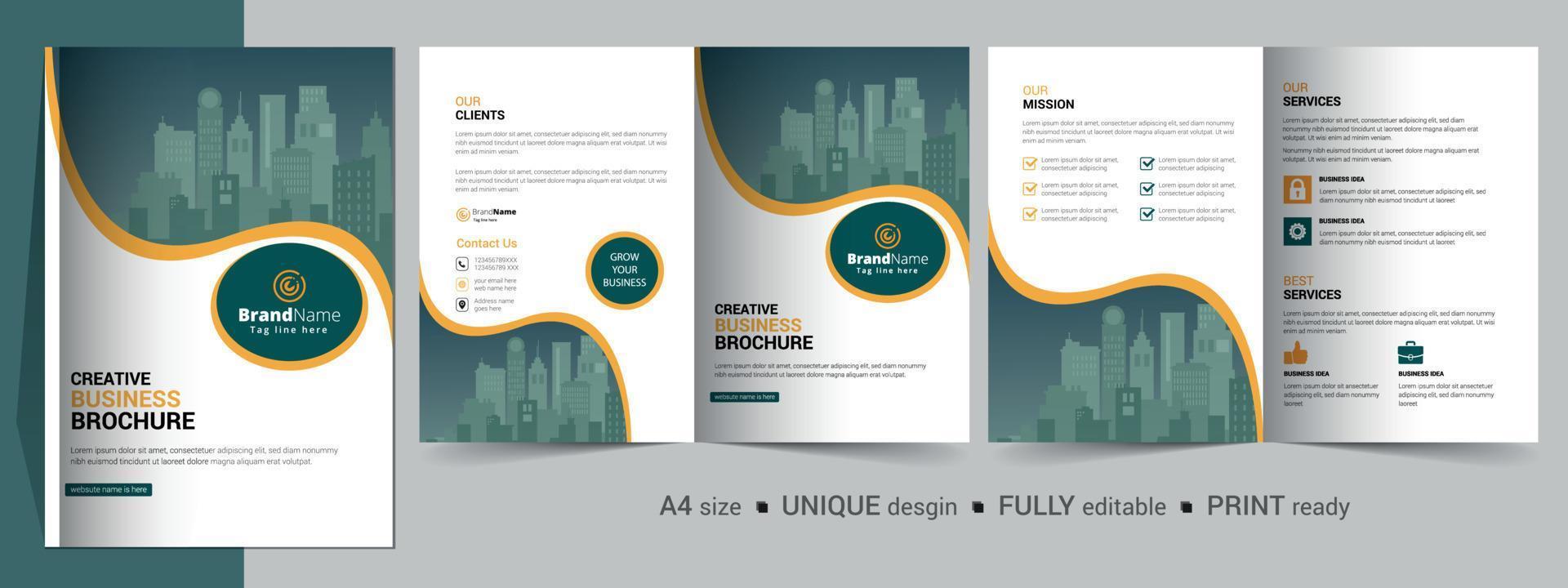 Creative Corporate Modern Business Bifold Brochure Template Design. vector