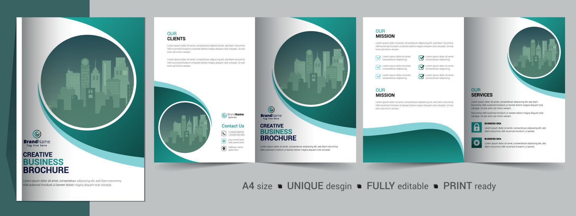 Creative Corporate Modern Business Bifold Brochure Template Design. vector