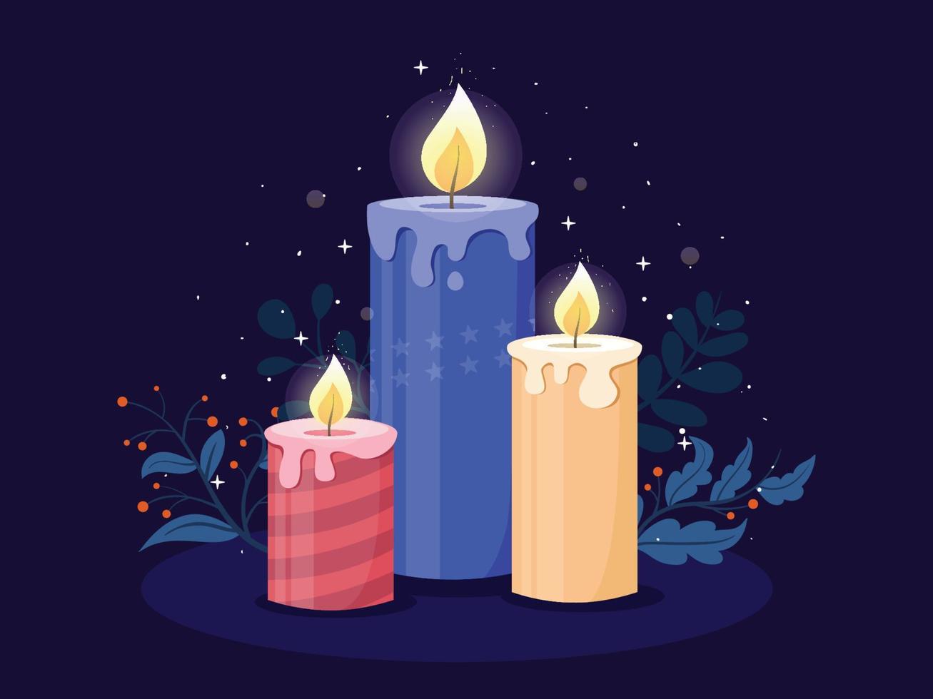 christmas candle illustration vector