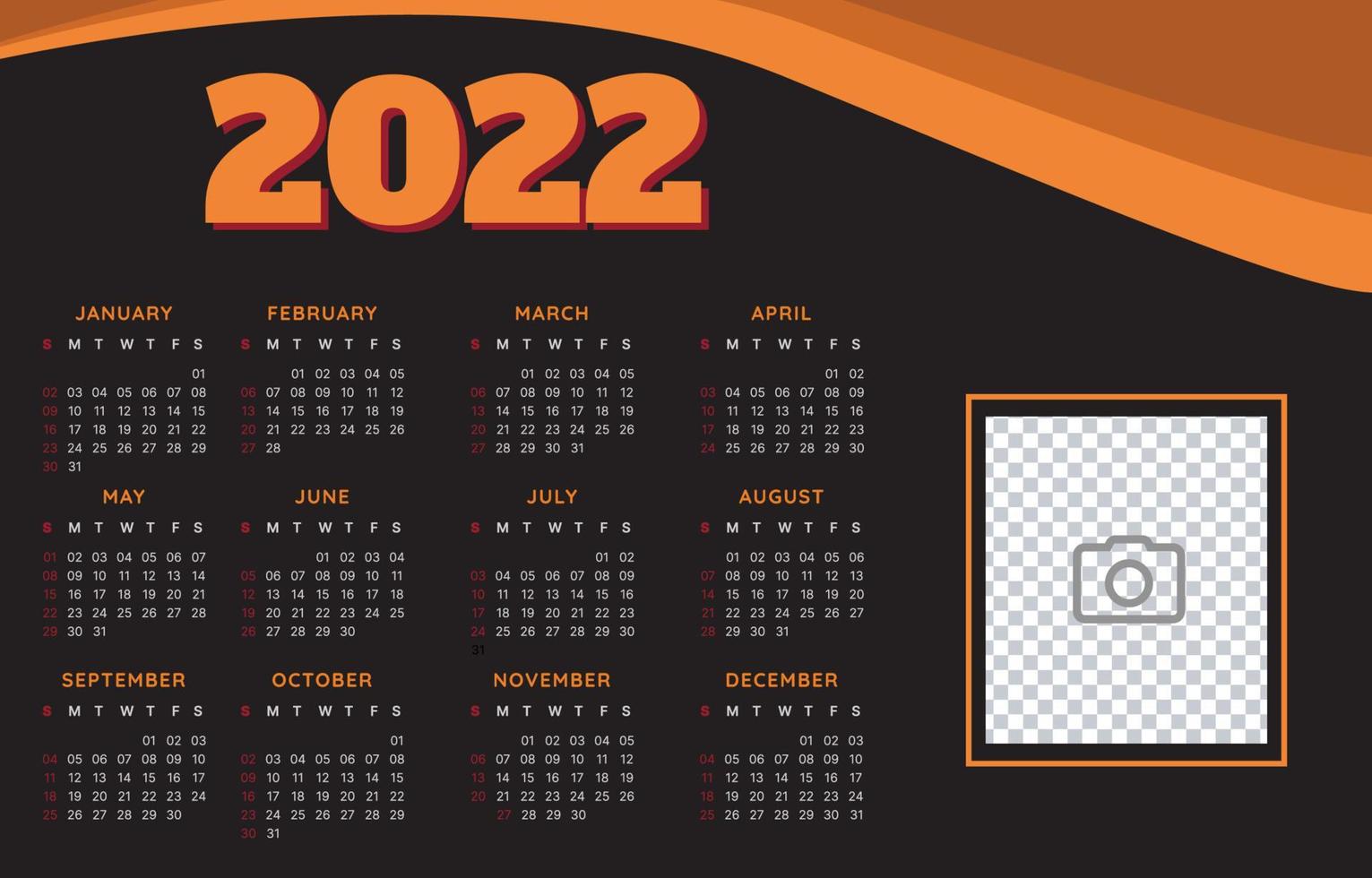 New year 2022 calendar template vector