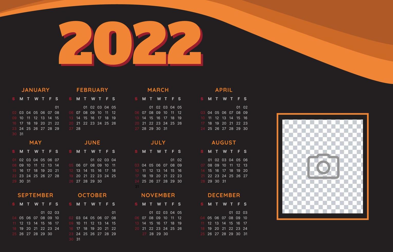 plantilla de calendario año nuevo 2022 vector