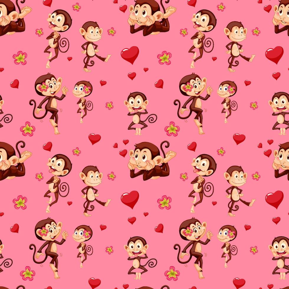 Monkey seamless pattern background vector