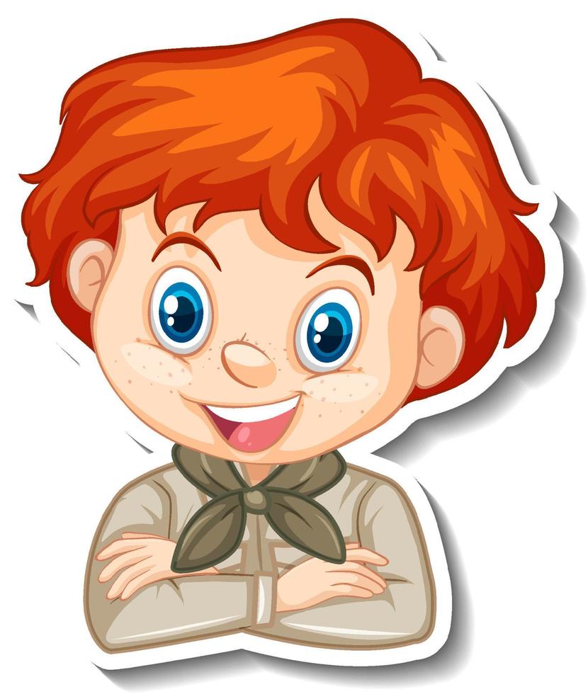Boy in safari costume cartoon character sticker vector