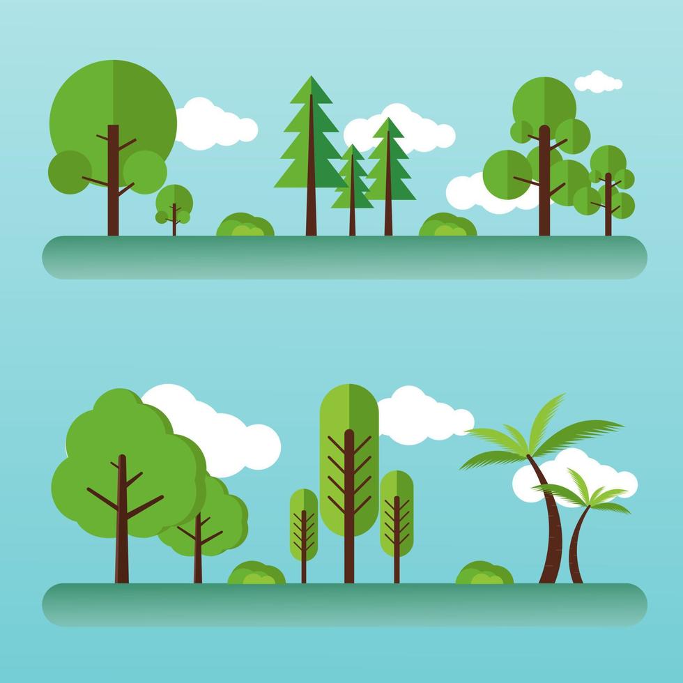 Flat Tree icon set vector