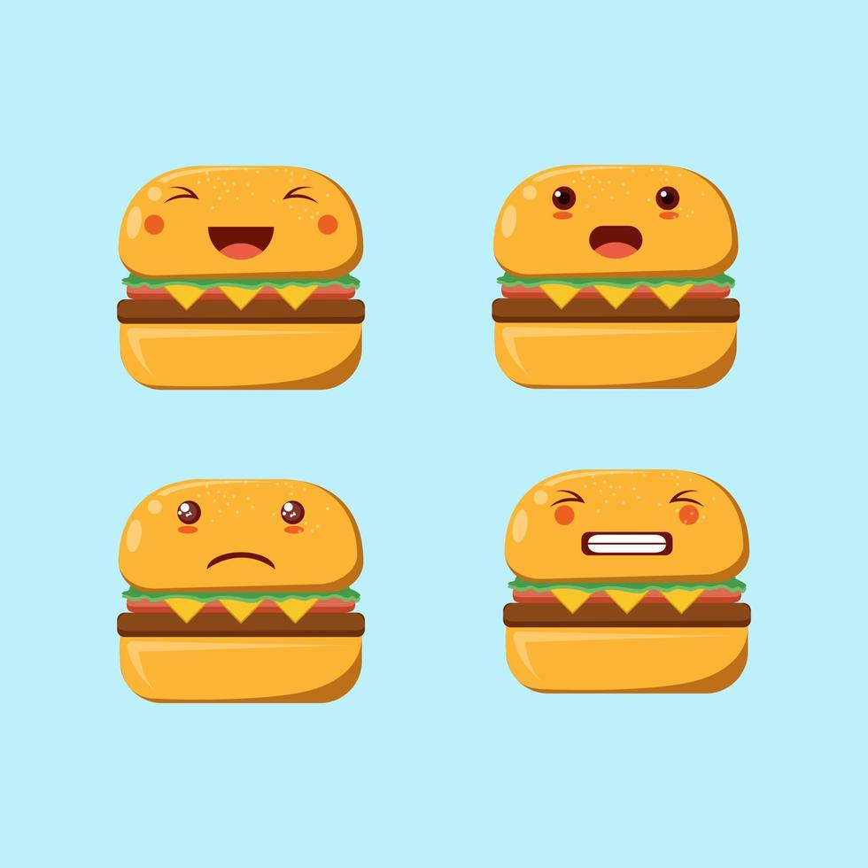 Fat burger icon set vector