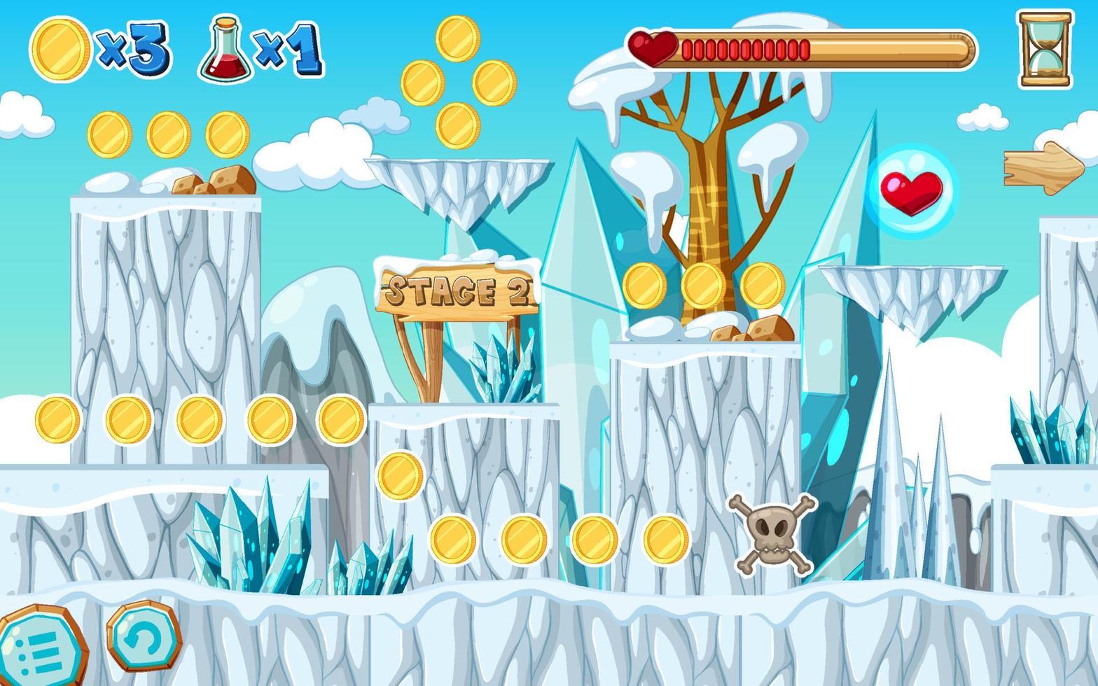 A Game Template Ice Cave Scene vector