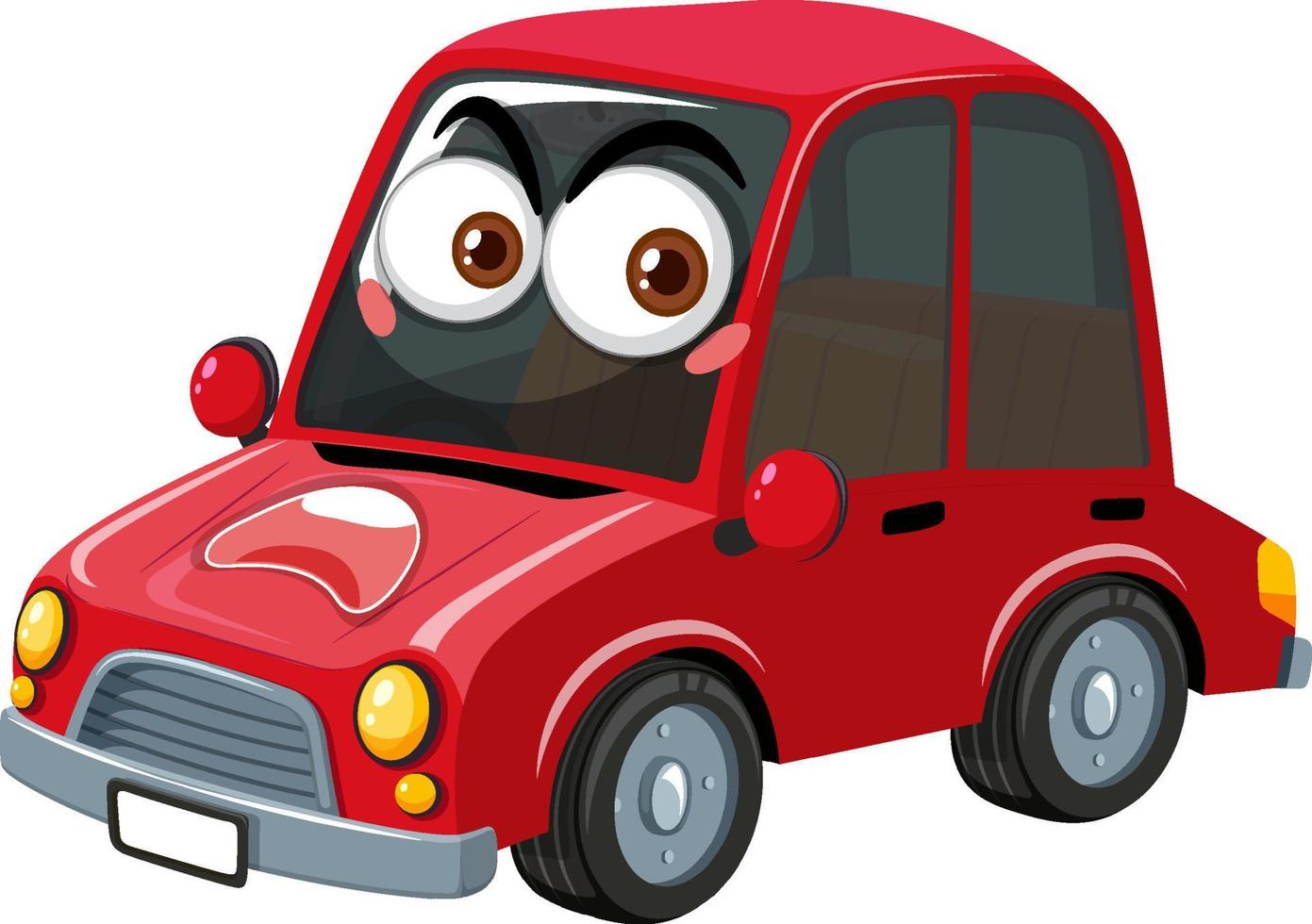 Red vintage car cartoon character with face expression on white background vector