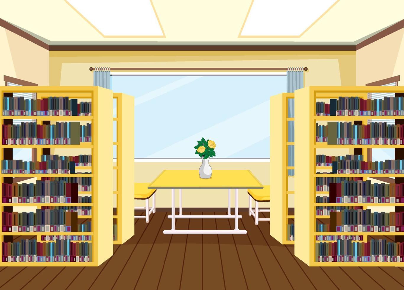 Interior design of school library vector