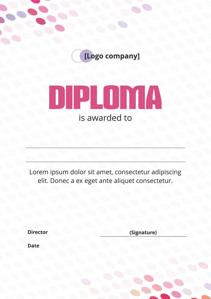 Geometric diploma template with patterns of multicolored ovals. Diploma of the winner of sports, scientific and educational competitions. vector
