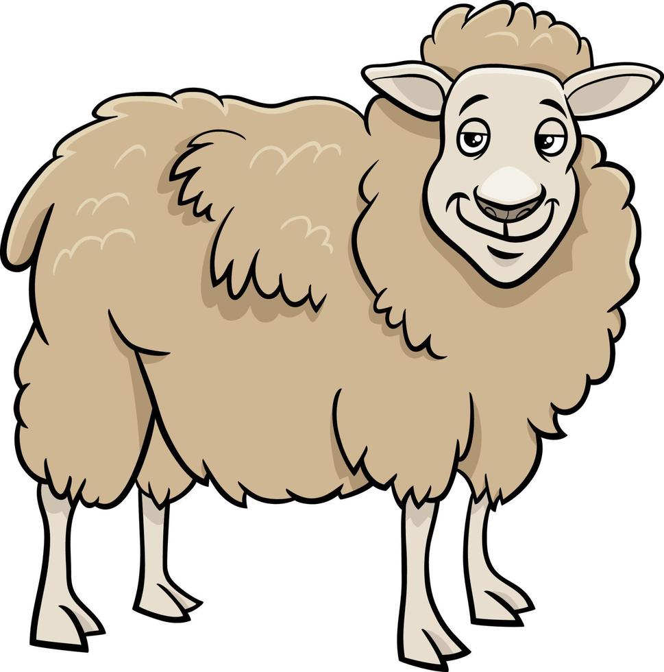 Personaje de animal de granja de ovejas de dibujos animados divertidos vector
