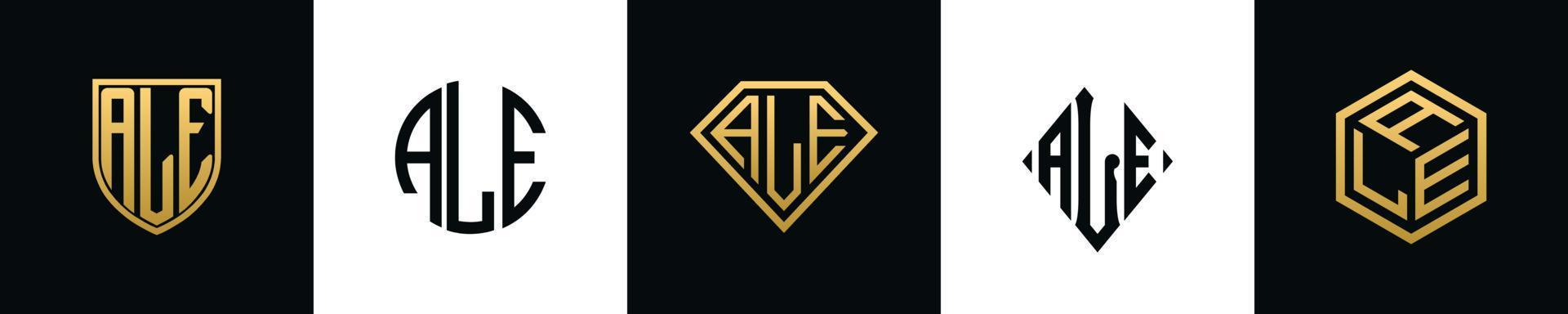 Initial letters ALE logo designs Bundle vector
