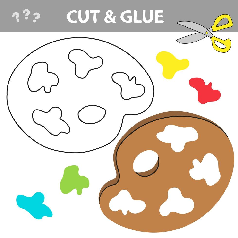 Cut and glue - Simple game for kids. Palette in cartoon style, education game vector