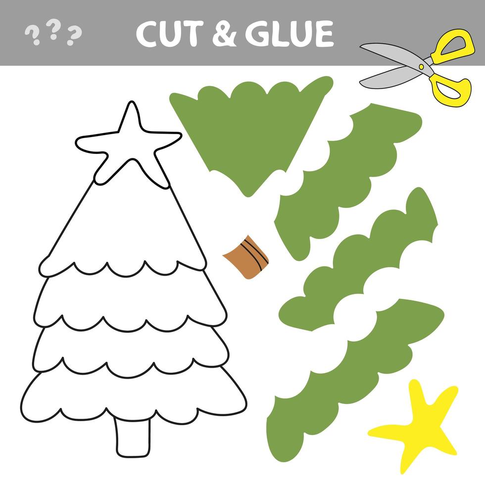 Cut and glue - Simple game for kids. Christmas Tree vector