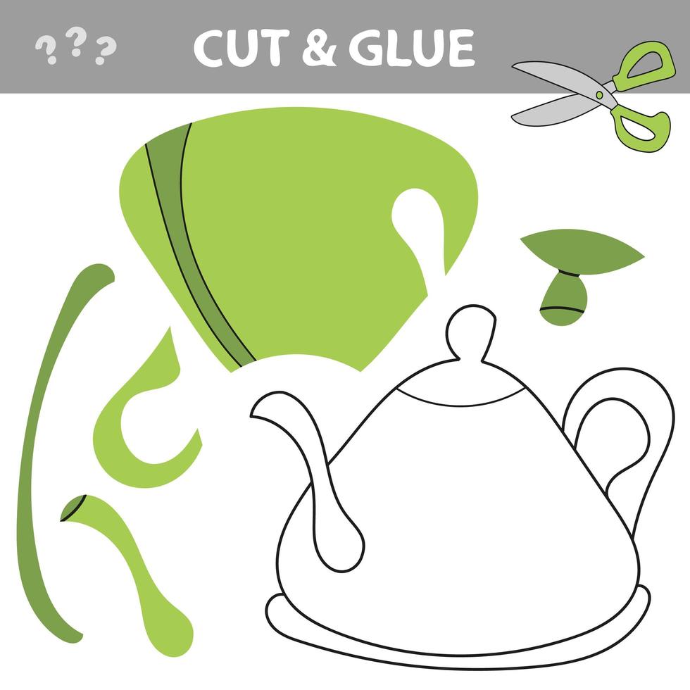 Cut and glue - Simple game for kids. Cut parts of Teapot and glue them vector