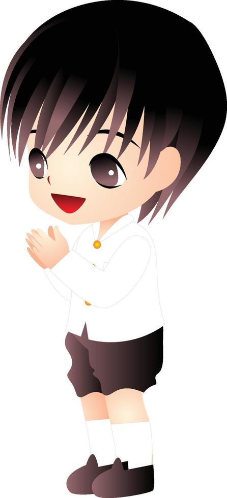 thai boy vector cartoon clipart kawaii