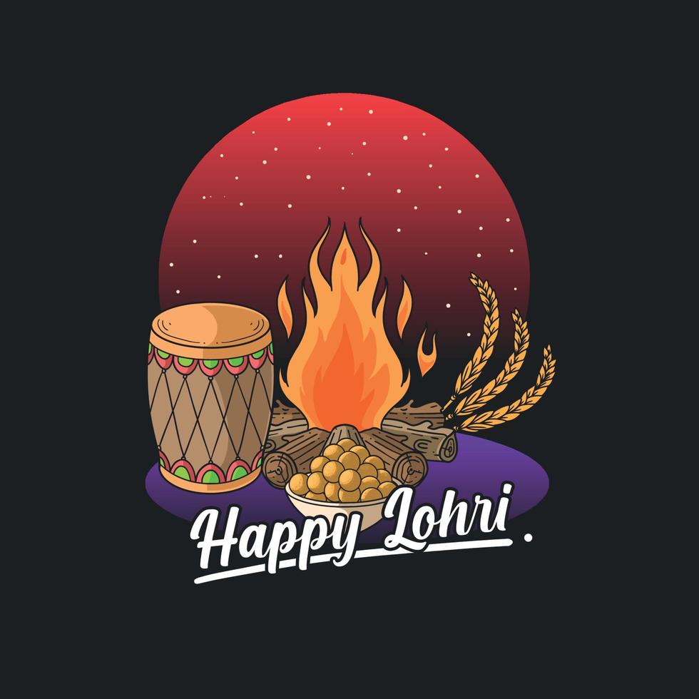 feliz festival de celebración de lohri vector