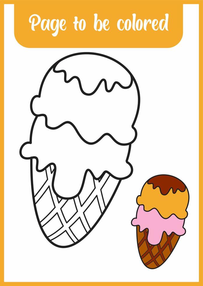 libro para colorear para niños. colorante lindo helado. vector